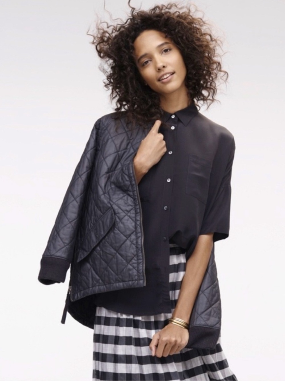 Madewell $168 MSRP women’s Quilted Waxed Cotton Bomber Jacket in Black size M